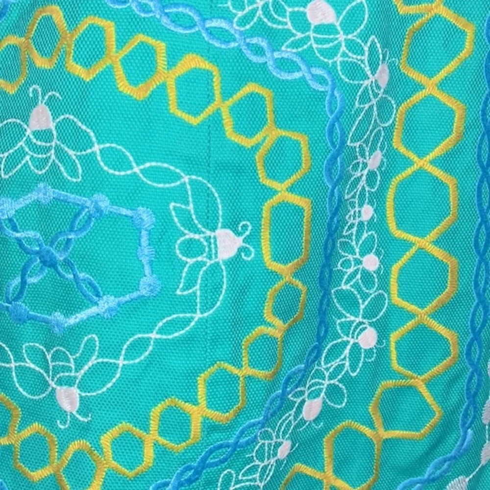Lilly Pulitzer Bowen Strapless Mini Dress, Teal, Embroidered Bee Hive, Size 2 - Picture 2 of 10
